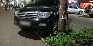 Undated photo of a vehicle parked in a flower bed in Nairobi