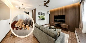 Undated photo of fluted wall panels fitted in the living room