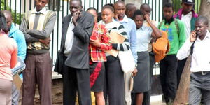 Undated photo of job seekers queuing to submit applications in Nairobi
