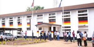 Undated photo of people outside Kasarani Police Station in Nairobi County.