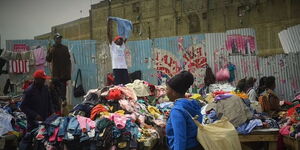 Undated photo of second-hand (mitumba) traders in the market in Kenya