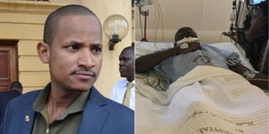 Embakasi East MP Babu Owino (left) and DJ Evolve hospitalised at Nairobi Hospital.