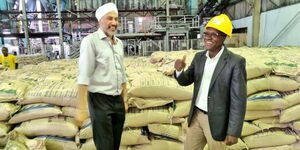 Senator Bonnie Khalwale during his tour at Mumias Sugar Company.