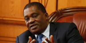 National Assembly Speaker Justin Muturi during a past media briefing at his Parliament buildings office.