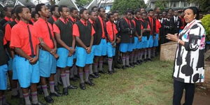 Sports and culture CS Amina Mohamed during a visit at Starehe Boys' Centre in November 2018