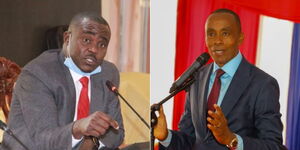  Left, UDA Secretary General, Cleophas Malala and right, Kiambu governor, Kimani Wamatangi