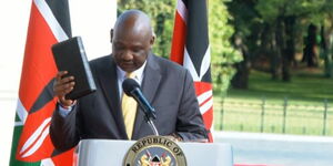 Samuel Tunai is sworn in as a Chief Administrative Secretary (CAS) in the Ministry of Interior and National Administration on March 23, 2023.