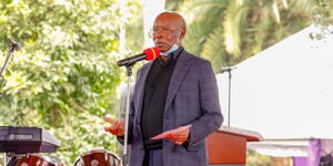 An undated photo of Samuel Kamau Macharia addressing a congregation.