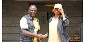Deputy President William  Ruto and Karen Nyamu at his Karen Home on November 29