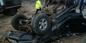 Wreckage of a vehicle following accident that took place on Monday, December 13, along the Isiolo-Marsabit Highway.