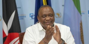 Undated image of President Uhuru Kenyatta during a virtual summit at State House, Nairobi.