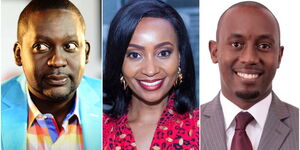 A photo collage of Daniel Ndambuki, NTV's Gladys Gachanja and Nimrod Taabu.
