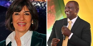 A collage of CNN journalist, Christiane Amanpour and president-elect William Ruto