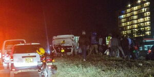 Prado overturns on Ngoing Road 