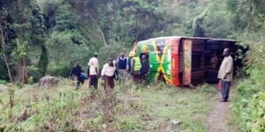 A car overturned along Nandi Hills -Chepsangor on Wednesday, Otober 7, 2020.