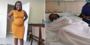 Patient Fridah Mwendwa while expectant (left) and hospitalised at a city hospital.