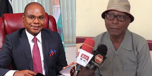 A collage of Senate Speaker Amason Kingi (left) and his father Kingi Marua