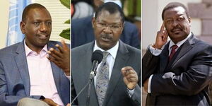 Left to right: Deputy President William Ruto, Ford Kenya Leader Moses Wetangula and ANC leader Musalia Mudavadi.