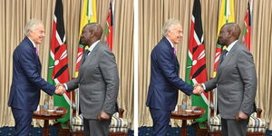 Former UK Prime Minister Tony Blair (left) and President William Ruto during a meeting at State House on November 4, 2022. 