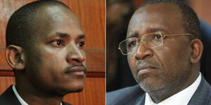 Embakasi East MP (left) and Meru Senator Mithika Linturi (right) in court on separate occasions in February 2020 and 2019 respectively