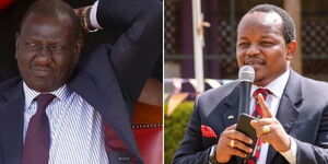 Deputy President William Ruto (L) and Nyeri Town MP Ngunjiri Wambugu