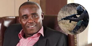 Kakamega Senator Cleophas Malala during an interview. (insert) a sniper.