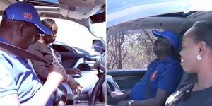 Former Prime Minister Raila Odinga and a passenger inside his car on Friday, January 7, 2021.