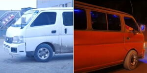 Van before transformation (right) and Limousine car 