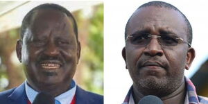 Former Prime Minister Raila Odinga (left) and Meru Senator Mithika Linturi 