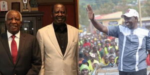 ODM leader Raila Odinga and one Mount Kenya billionaire(left) and Deputy president William Ruto(Right).
