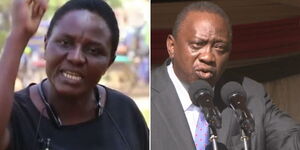Bungoma resident Christine Wamalwa (left) and President Uhuru Kenyatta.