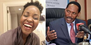 Kenya Film Classification Board (KFCB) Chair Ezekiel Mutua and award-winning actress Lupita Nyong'o