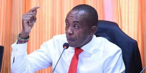 Kiambu Senator Kimani Wamatangi during a senate committee meeting.