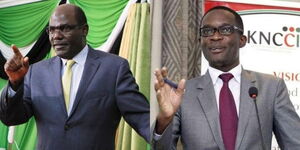 IEBC Chairperson Wafula Chebukati and CAK Director Ezra Chiloba