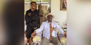 Former Prime Minister Raila Odinga (Right) with Ali Abdi (Left) at his residence in Karen on June 12. 
