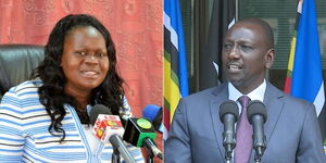 Homa Bay Woman Representative Gladys Wanga (left) and Deputy President William Ruto