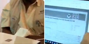 Photo collage of the screengrab of the video of a person alleging that IEBC portal was hacked