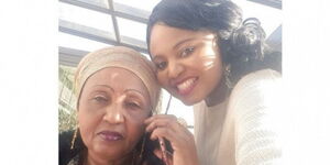 Renowned media personality Mwanaisha Chidzuga (R) and mother Zainab Chidzuga pose for a photo.