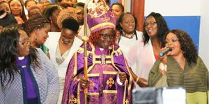 Rev. Margaret Tanui during her consecration as the Bishop of the Evangelical lxthus Church Council(ICC) in London.