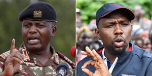 Former Rift Valley Commander George Natembeya (left) and Elgeyo-Marakwet Senator Kipchumba Murkomen