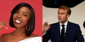 Adelle Onyango and French President Emmanuel Macron 