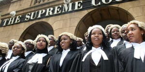 An undated image of Kenyan advocates infront of The Supreme Court.