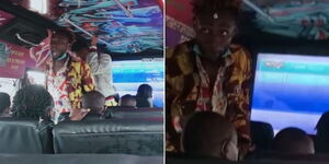 Singer Oscar Mizani performs in a matatu on Monday, April 27, 2021.