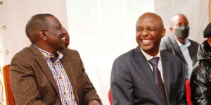 Deputy President William Ruto and Murang'a senator Irungu Kang'ata at his residence Karen on September 7, 2021.