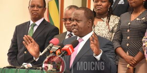 Interior Cabinet Secretary Fred Matiang'i addresses the media at Vigilance House, Nairobi on December 10, 2019