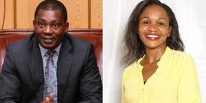 National Assembly Speaker Justin Muturi (left) and Citizen TV reporter Purity Mwambia