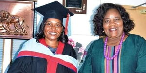 Millicent Dorothy Kajimba(left) and Ida Odinga(right) after Dorothy Graduated on November 21, 2020. 