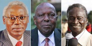 Left to right: Former CBK Governor Philip Ndegwa, late Cabinet Minister Njenga Karume and late businessman Nicholas Biwott.