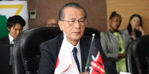 Japanese ambassador to Kenya Ryoichi Horie addressing the press at a past event