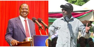 Undated images of the former Prime minister Raila Odinga(left) and Former Kakamega senator Bony Khalwale(Right) speaking at different occasions.
